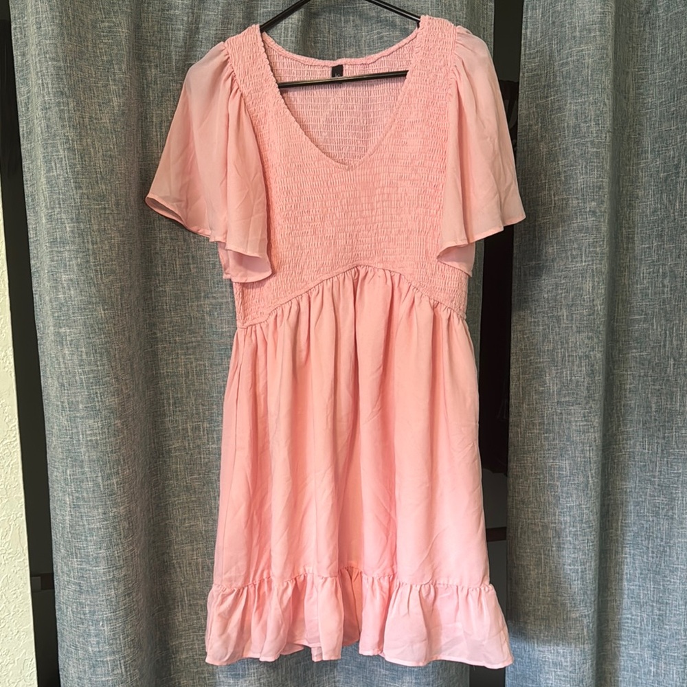 Elegant Pink Smocked Dress